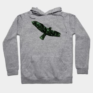 Flying Abstract Black Crow Green Accents Hoodie